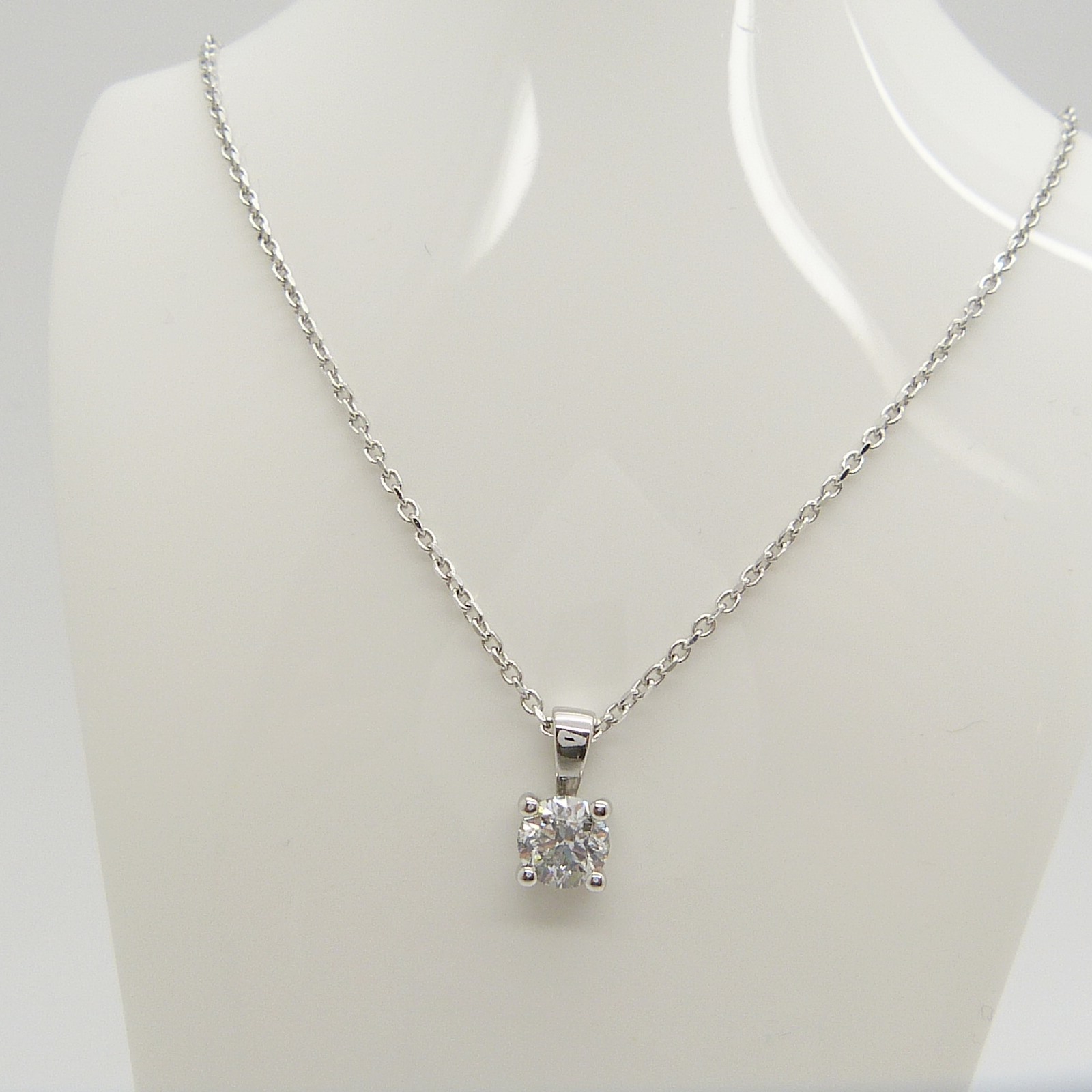 F-colour 0.51 carat diamond solitaire pendant and chain in 18ct white gold, with WGI certificate - Image 4 of 6