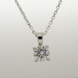 F-colour 0.51 carat diamond solitaire pendant and chain in 18ct white gold, with WGI certificate