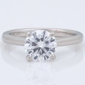 An exceptional quality platinum D-colour, 1.55ct, VVS2 clarity solitaire diamond ring, certificated