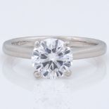 An exceptional quality platinum D-colour, 1.55ct, VVS2 clarity solitaire diamond ring, certificated