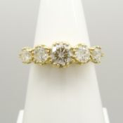 Victorian-style 18ct yellow gold 1.59 carat graduated diamond 5-stone ring with WGI certificate