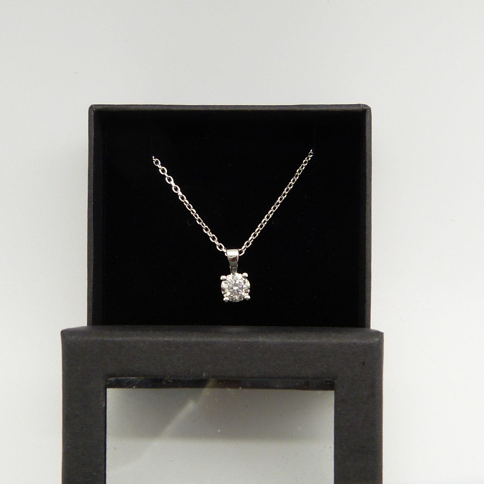 F-colour 0.51 carat diamond solitaire pendant and chain in 18ct white gold, with WGI certificate - Image 5 of 6