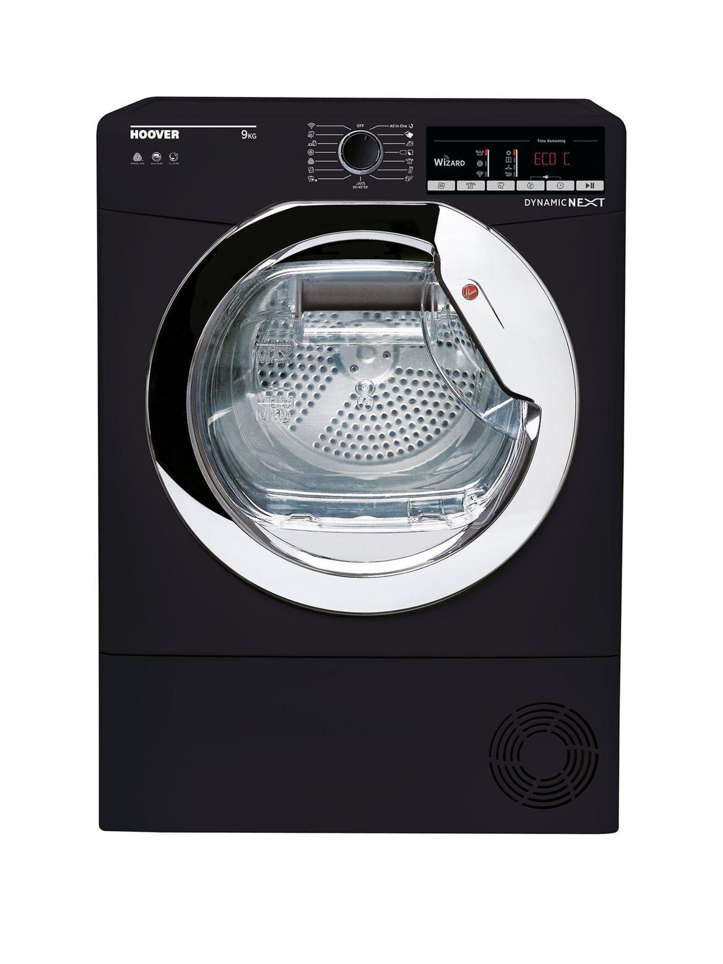 Hoover dxoc9tceb 9kg tumble dryer [black/chrome] 85x60x60cm rrp: £514.0