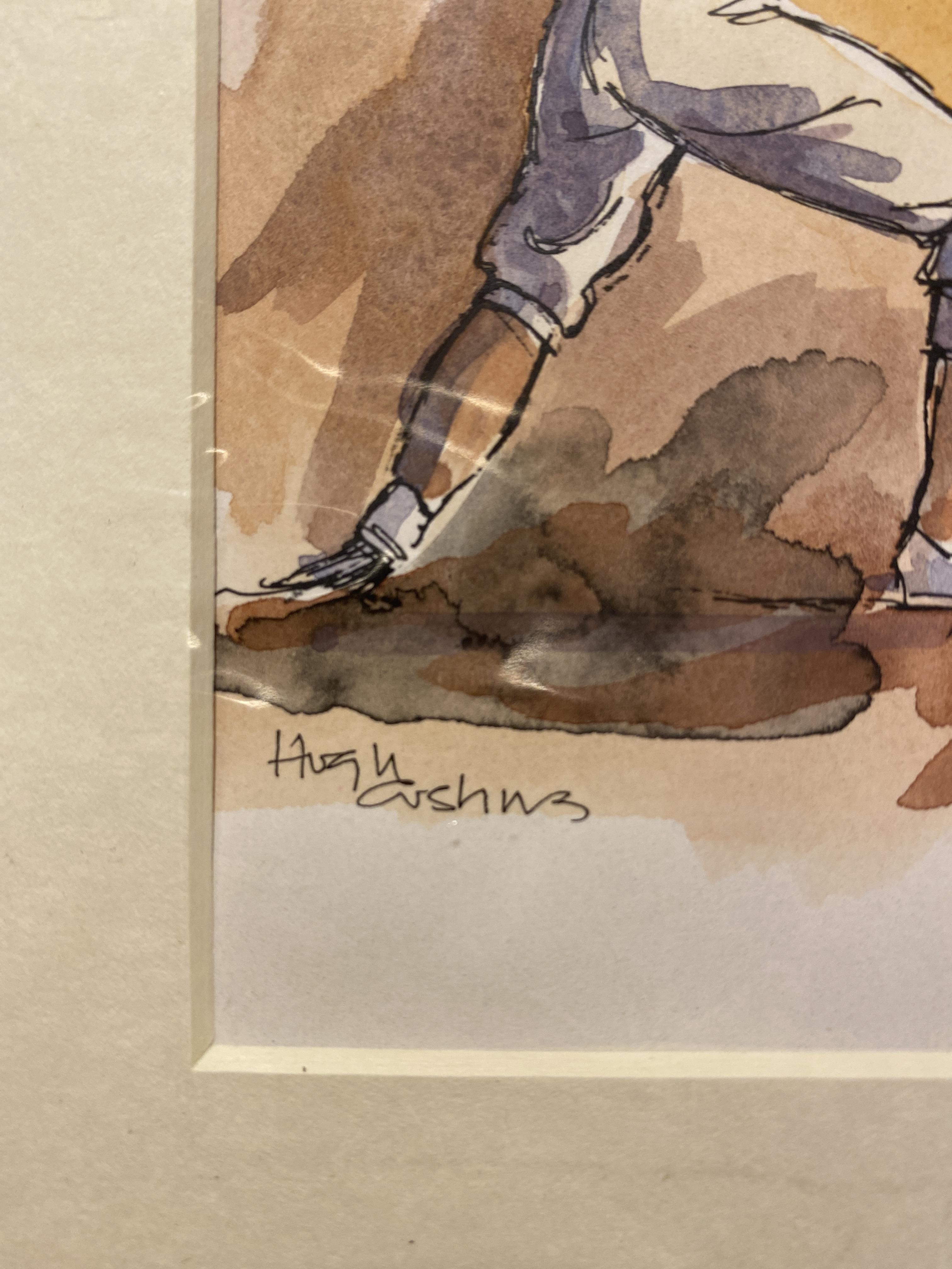 Hugh Cushing Fencing 5 Watercolour. - Image 3 of 4