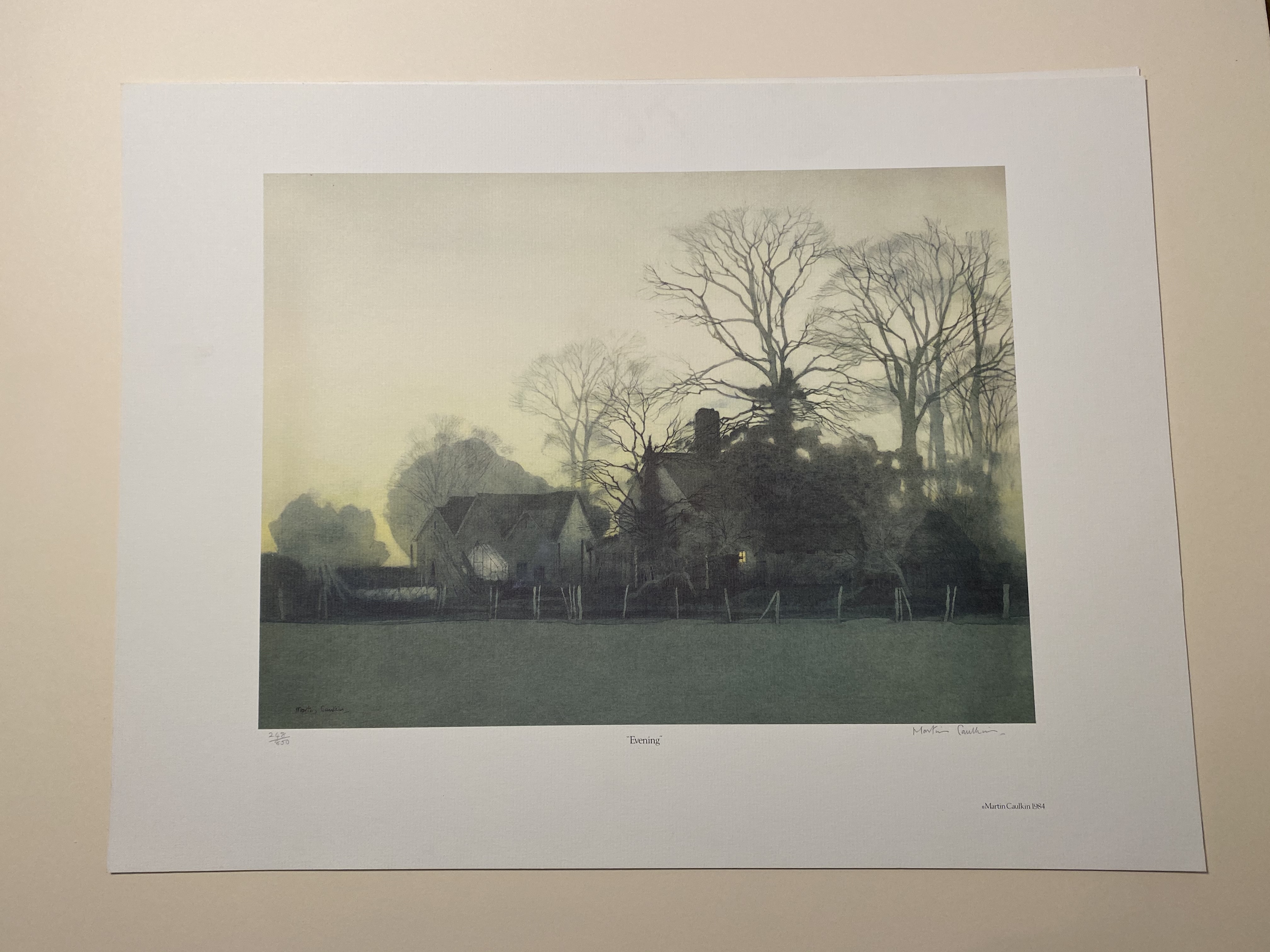 Martin Caulkin Signed Limited Edition Print, Evening 1984.