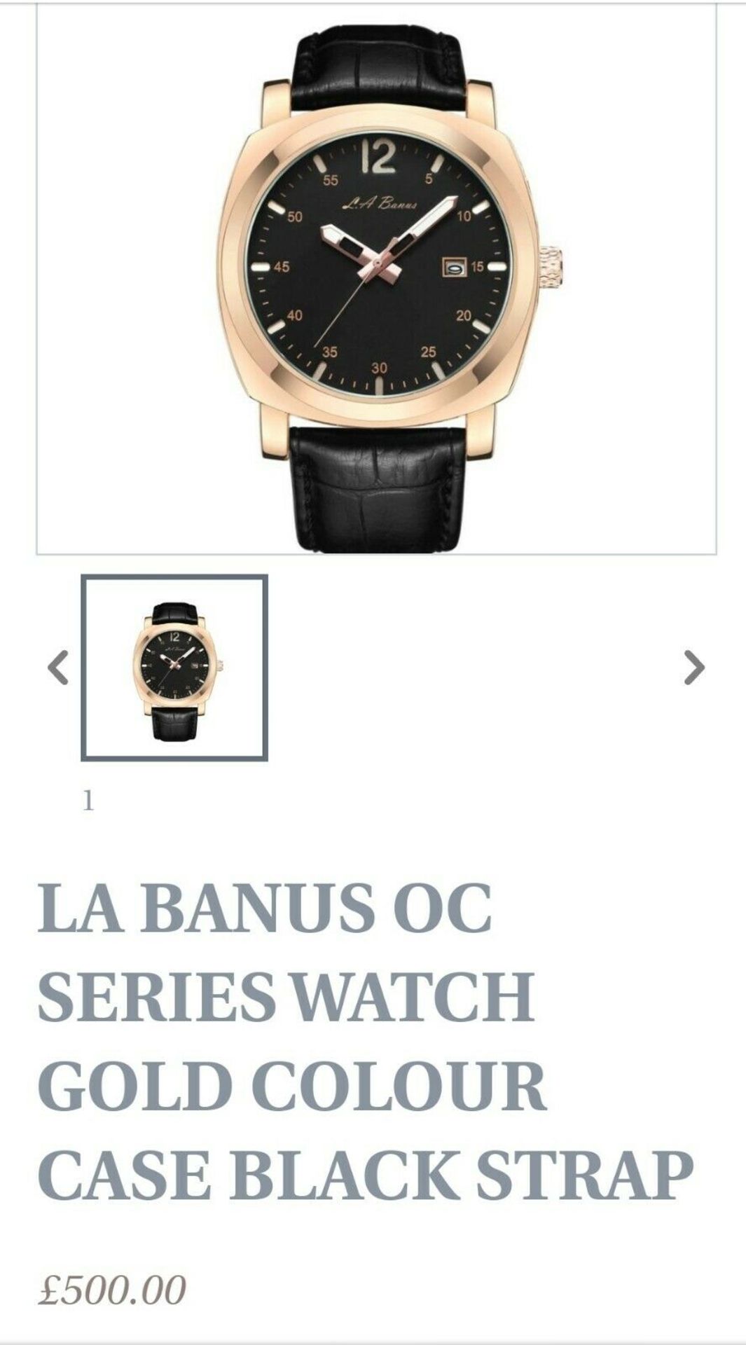 La Banus Oc Series Watch Gold Colour Case Black Strap - Image 2 of 6