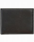 Perry Ellis Men's Wallet Black Manhattan Smooth Leather Bifold Passcase Rrp £35