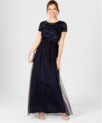 Adrianna Papell Sequined Tulle A-Line Gown Uk 6 Colour Midnight Rrp £199