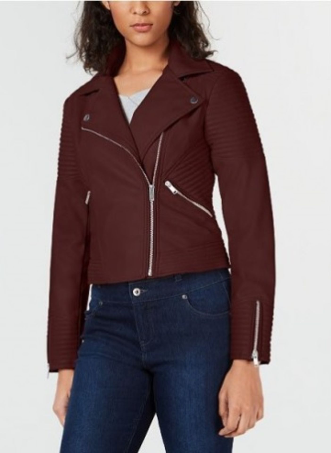 Bar Iii Quilted Moto Jacket Colour - Brown, Size - 8 Rrp £80