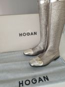 Designer Brand Hogan Women's Boots In Glittery Gold Rrp - £455