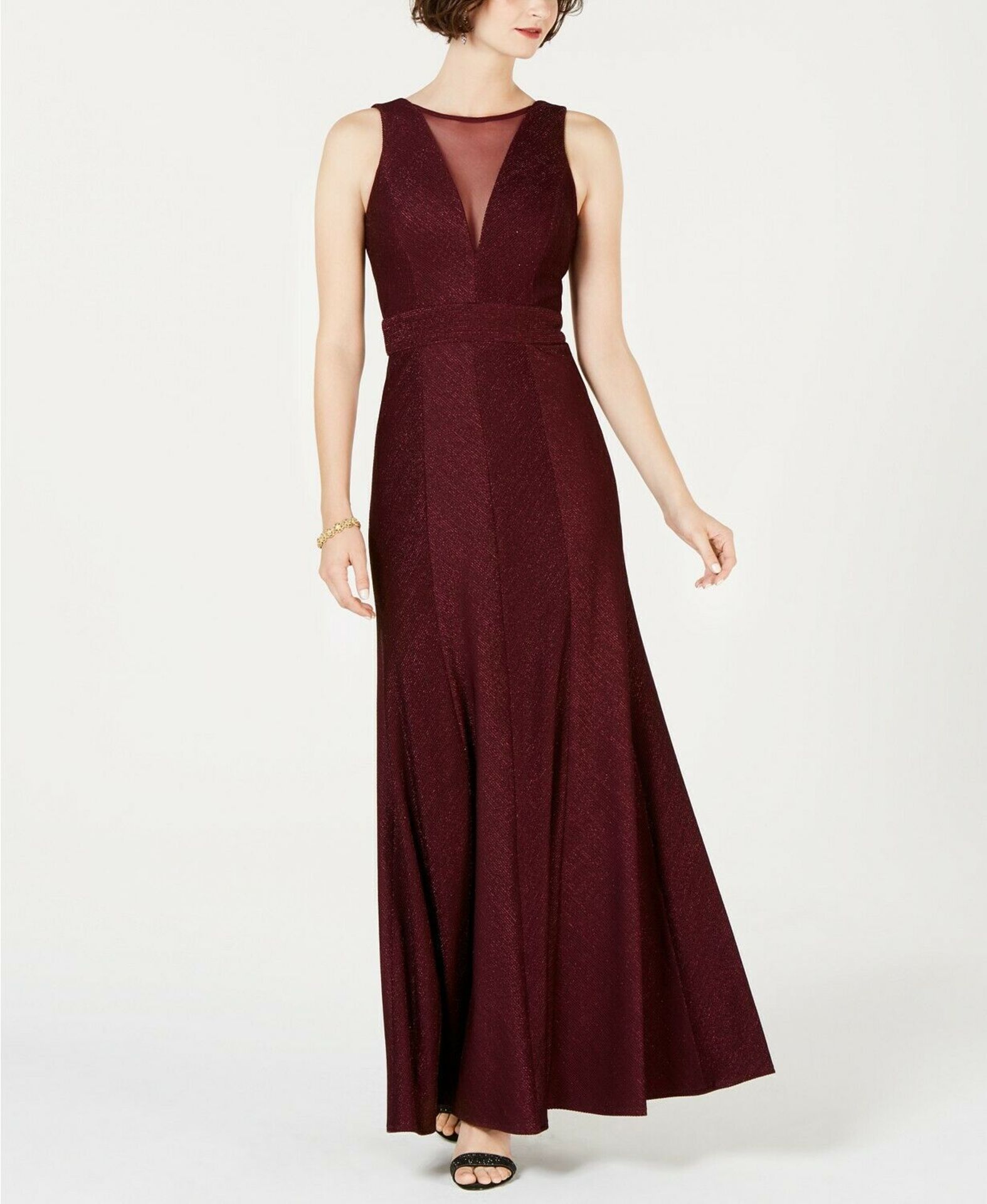 Nightway Petite Metallic Ribbed-Knit Gown Uk 14P Colour Wine Rrp £124