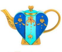 2 X Artvigor Heart Shape Ceramic Coffeepots Hand Painted Multicolor Teapot