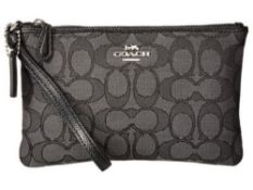 Coach Boxed Small Wristlet In Signature Jacquard Wristlet Handbags Colour Black Rrp £63