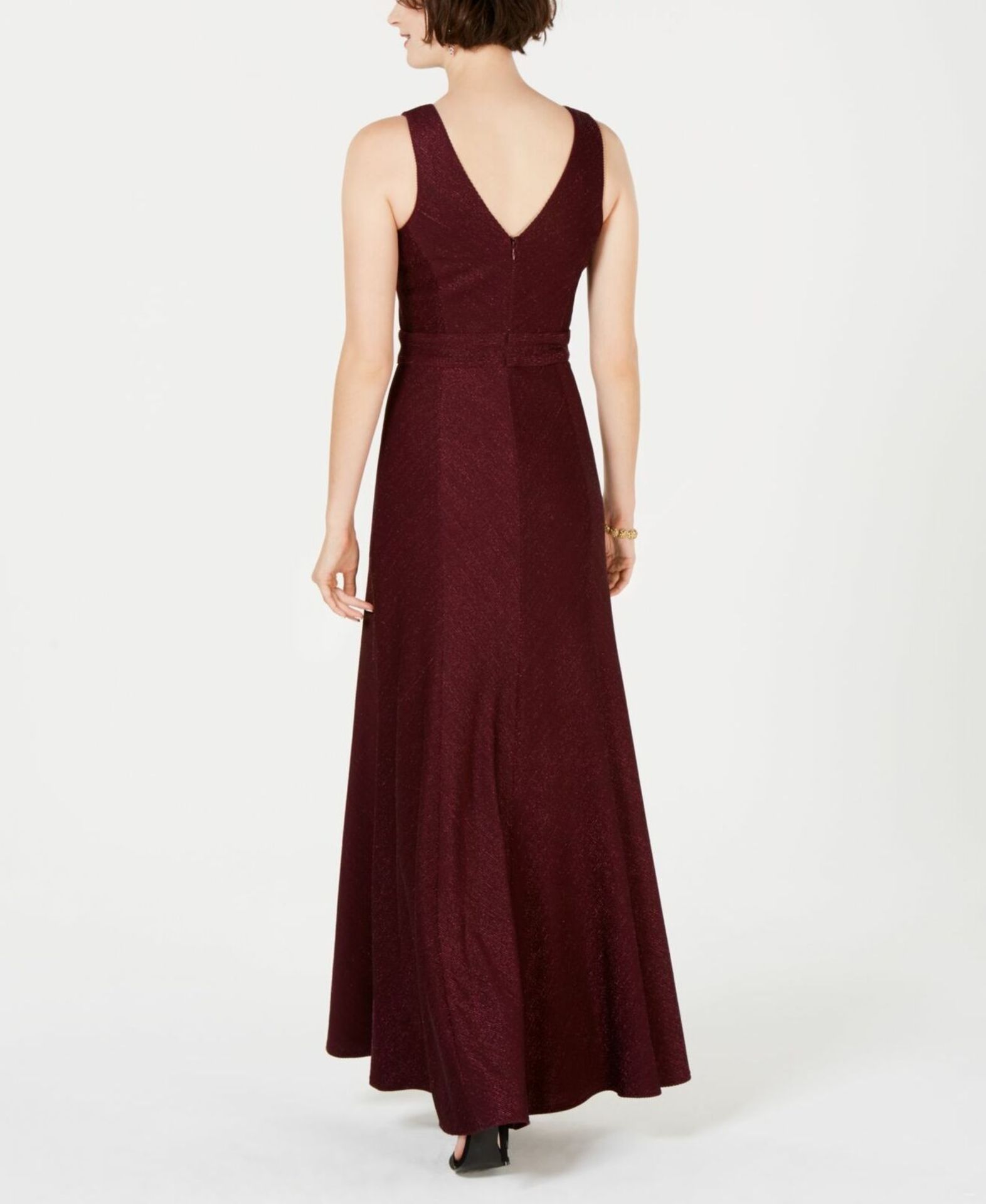 Nightway Petite Metallic Ribbed-Knit Gown Uk 14P Colour Wine Rrp £124 - Image 2 of 2