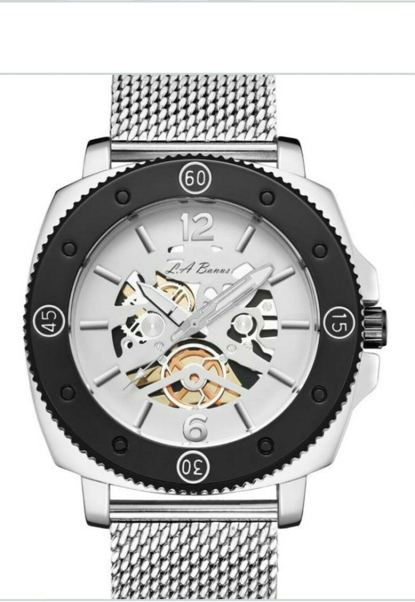 Men’s La Banus King Skeleton Watch With Stainless Steel Silver And Black Colour - Image 4 of 4