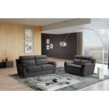 EDINA Italian Leather 3 & 2 Seat Sofa - Dark Grey Grigio RRP £3399