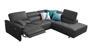 BOLERO Corner Sofa - Power Recliner - Dark Grey Italian Leather Right Hand Chaise RRP £3999