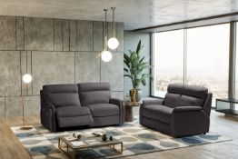 FOX Italian Leather Recliner 3 & 2 Seat Sofa - Dark Grey Grigio RRP £4800