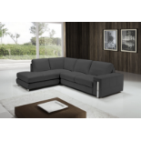 EGOISTE Corner Sofa - Dark Grey Italian Leather Left Hand Chaise RRP £3499