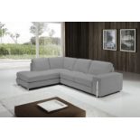 EGOISTE Corner Sofa - Light Grey Italian Leather Left Hand Chaise RRP £3499