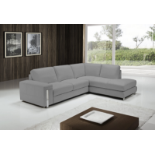 EGOISTE Corner Sofa - Light Grey Italian Leather Right Hand Chaise RRP £3499