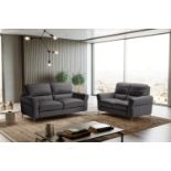 WINONA Italian Leather 3 & 2 Seat Sofas - Dark Grey Grigio RRP £3699