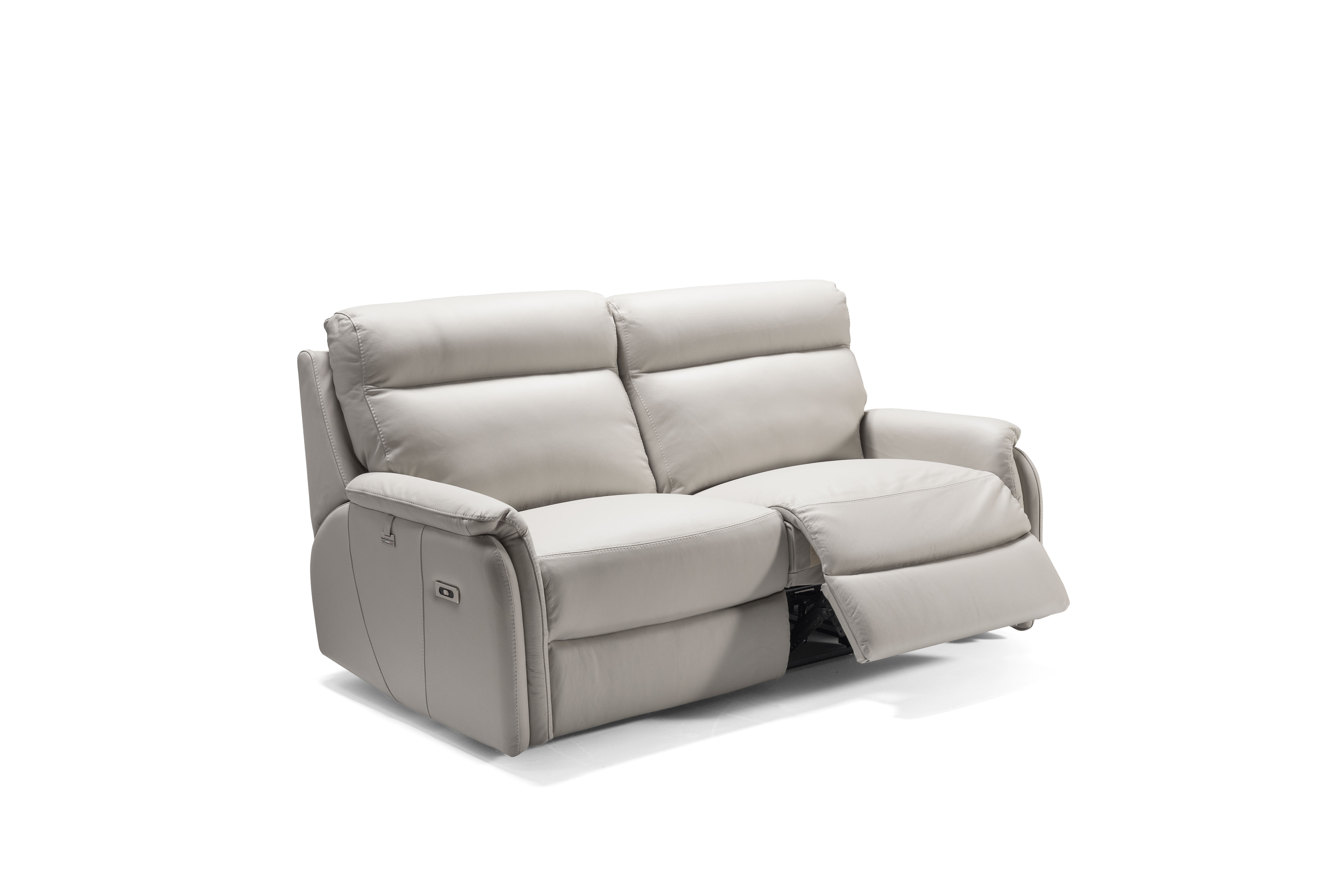 FOX Italian Leather Recliner 3 & 2 Seat Sofa by Galieri - Cenere Light Grey - Image 3 of 4