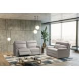 FOX Italian Leather Recliner 3 & 2 Seat Sofa by Galieri - Cenere Light Grey