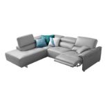 BOLERO Corner Sofa - Electric Recliner - Light Grey Italian Leather Left Hand Chaise RRP £3999