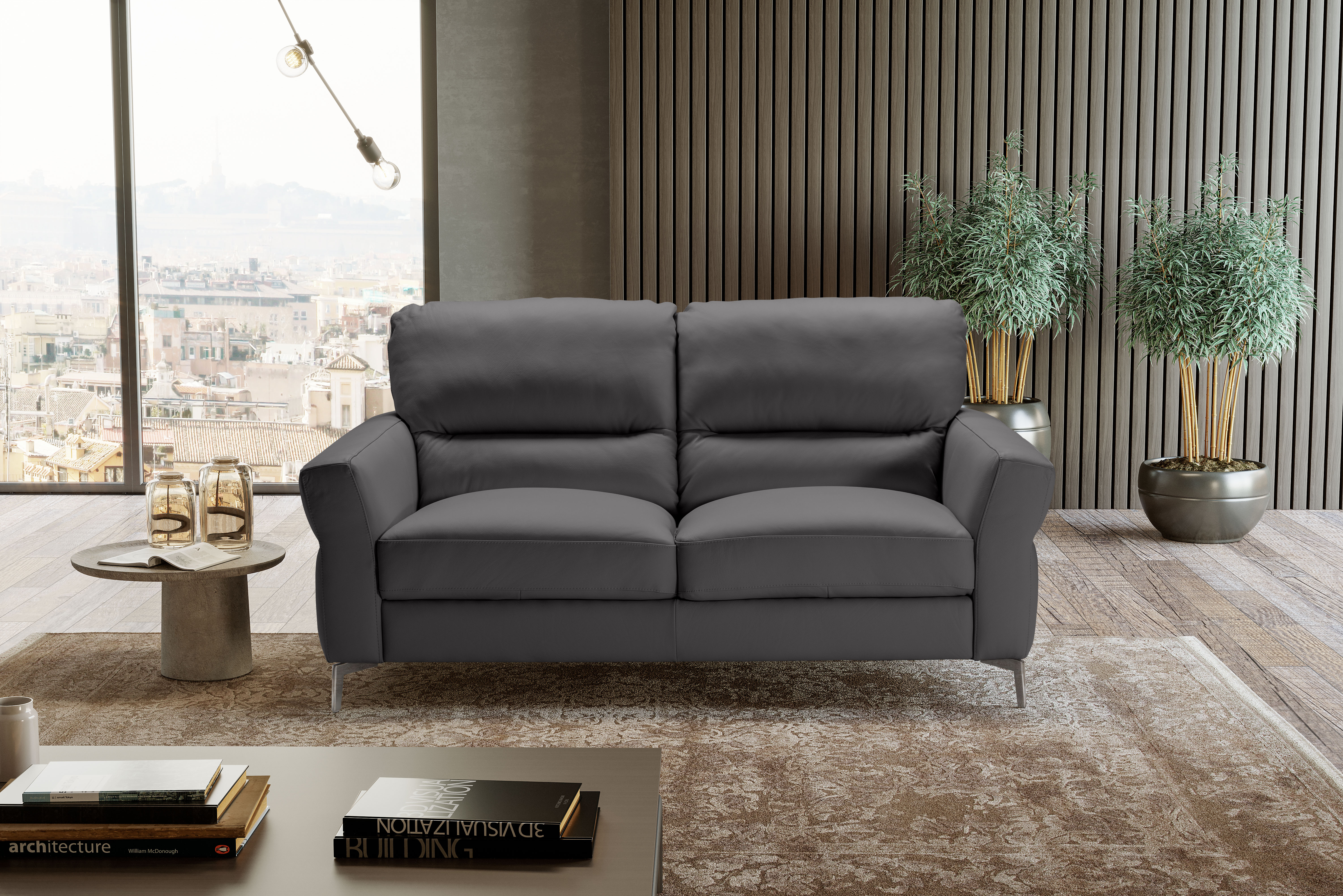 WINONA Italian Leather 3 & 2 Seat Sofas - Dark Grey Grigio RRP £3699 - Image 3 of 3