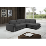 EGOISTE Corner Sofa - Dark Grey Italian Leather Right Hand Chaise RRP £3499