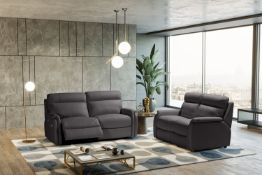 FOX Italian Leather Recliner 3 & 2 Seat Sofa - Dark Grey Grigio RRP £4802