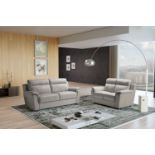 EDNA Italian Leather 3 & 2 Seat Sofas - Light Grey Cenere. RRP £3399