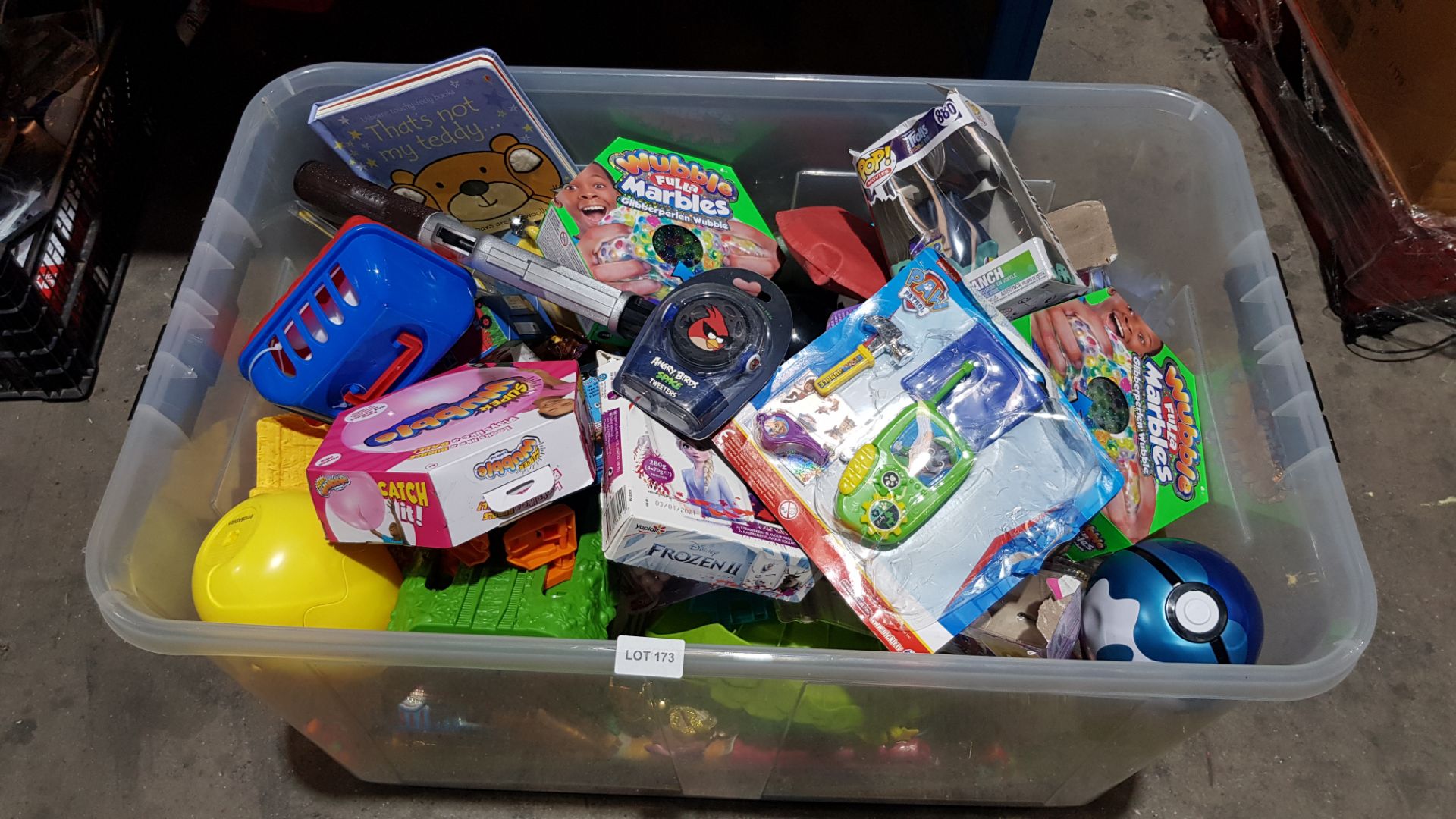 (R1G) Contents Of Large Box. A Quantity Of Small Toys To Include Wubble Fulls Marbles, PokŽmon, Ang