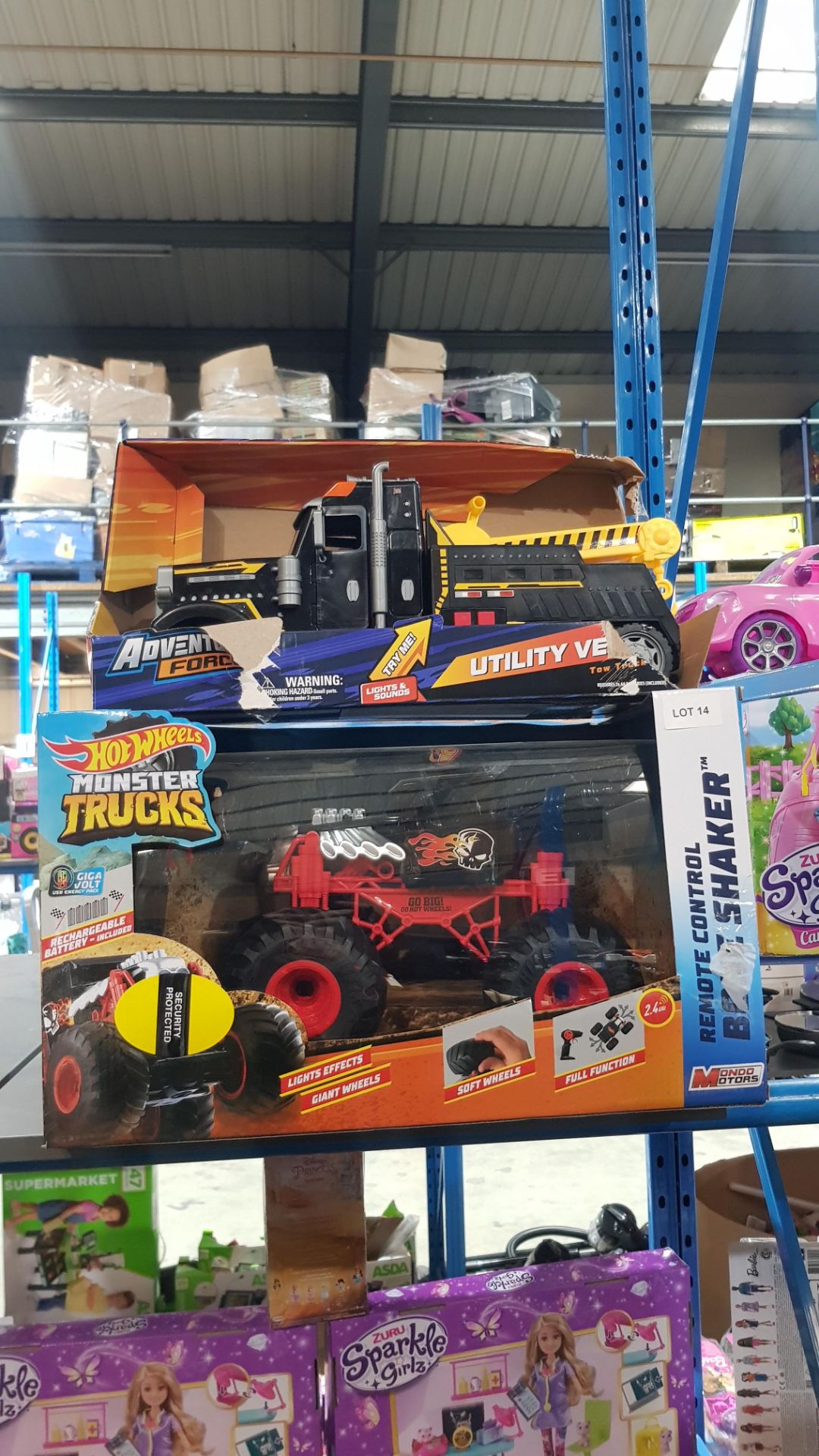 (R3M) 2 Items : 1 X Hot Wheels Monster Trucks RC Boneshaker & 1 X Adventure Force Utility Vehicle