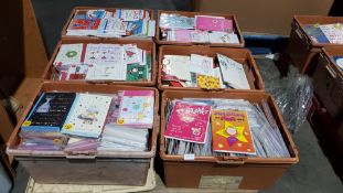 Contents Of Pallet : 6 X Containers Of New / Sealed Mixed Style Greeting Cards