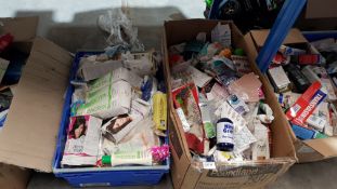 (R6N) Contents Of 2 Boxes : Mixed Household / Health / Care Items To Include Nice N Easy, Exorex,