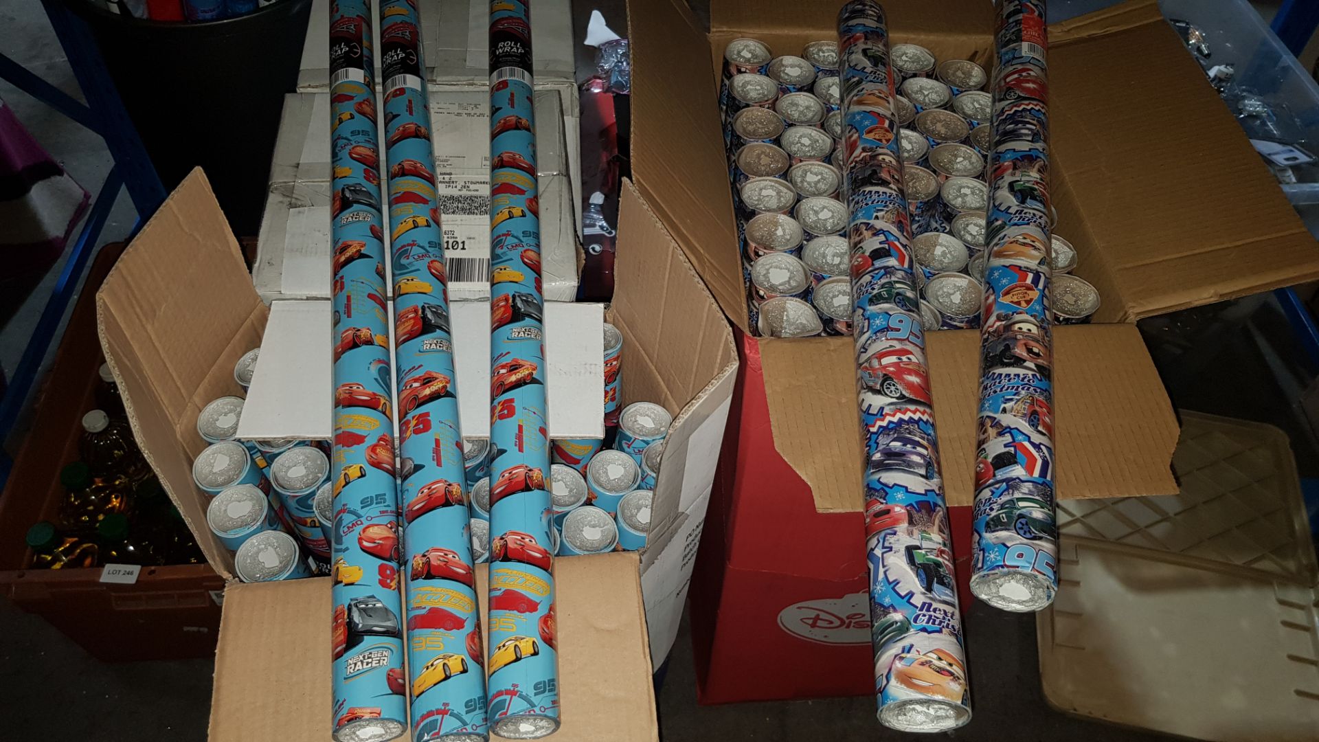 Gift Wrap Lot : Approx 100 X Disney Cars 3 (3.4M) Roll Wrap & 45 X Disney Cars 3 Christmas Roll Wra