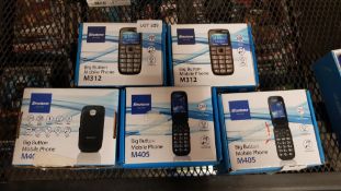 5 X Binatone Items : 3 X M405 Big Button Mobile Phone & 2 X M312 Big Button Mobile Phone