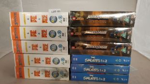 11 X Mixed DVD Box Sets (All New /Sealed). 5 X Minions, 3 X Justice League & 3 X The Smurfs
