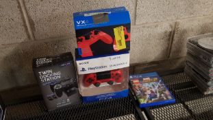 4 Items : 1 X Sony Playstation Dualshock 4 Controller Red, 1 X VX4 Premium Wired Controller, 1 X Ve