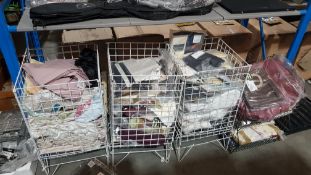 (R4N) Fabric. Contents of 4 Cages : A Quantity Of Mixed Dunelm Mill / Dorma Items. To Include Fitted