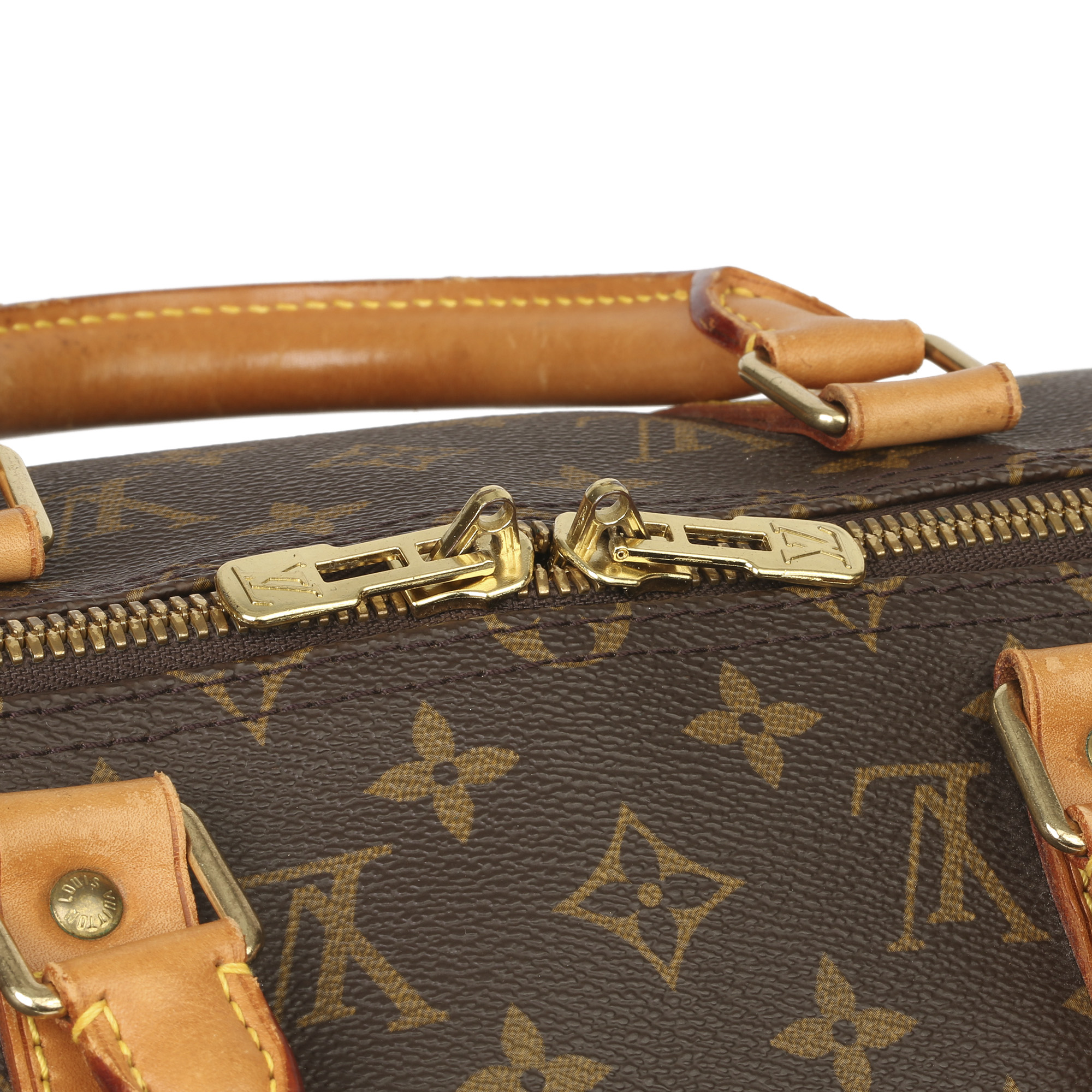 Louis Vuitton Brown Monogram Coated Canvas & Vachetta Leather Vintage Keepall 50 - Image 7 of 11