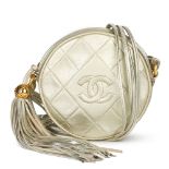 Chanel Champagne Gold Lambskin Vintage Timeless Round Fringe Pochette