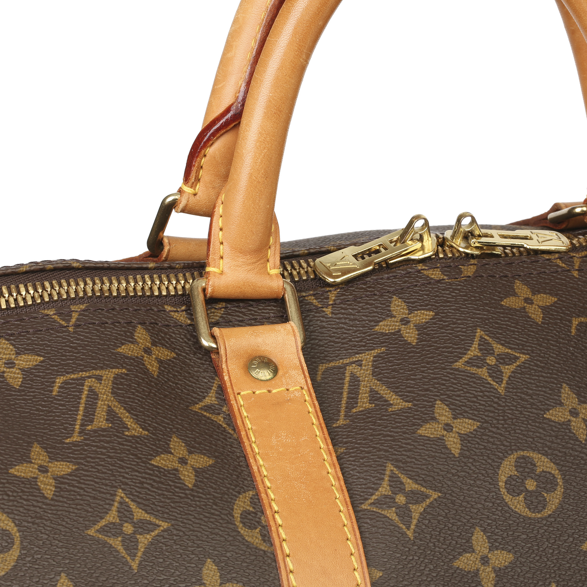 Louis Vuitton Brown Monogram Coated Canvas & Vachetta Leather Vintage Keepall 50 - Image 5 of 11
