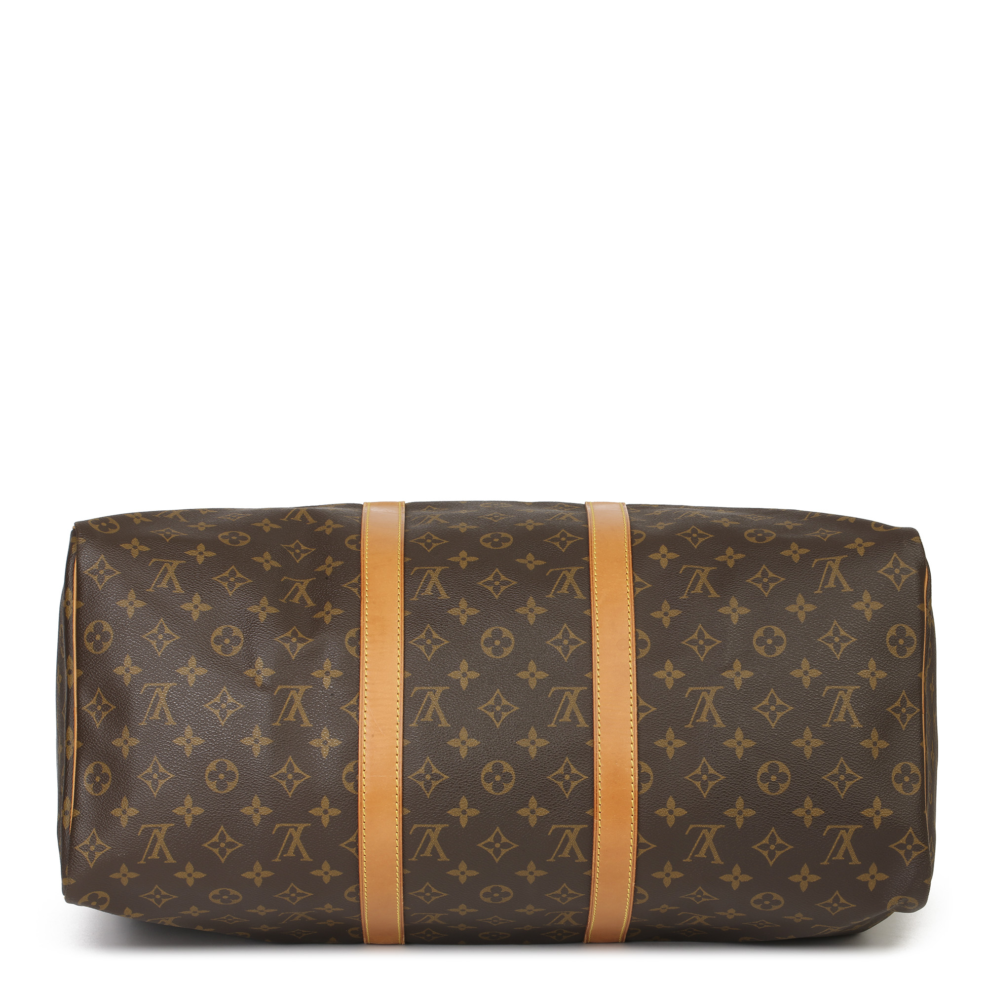 Louis Vuitton Brown Monogram Coated Canvas & Vachetta Leather Vintage Keepall 50 - Image 8 of 11