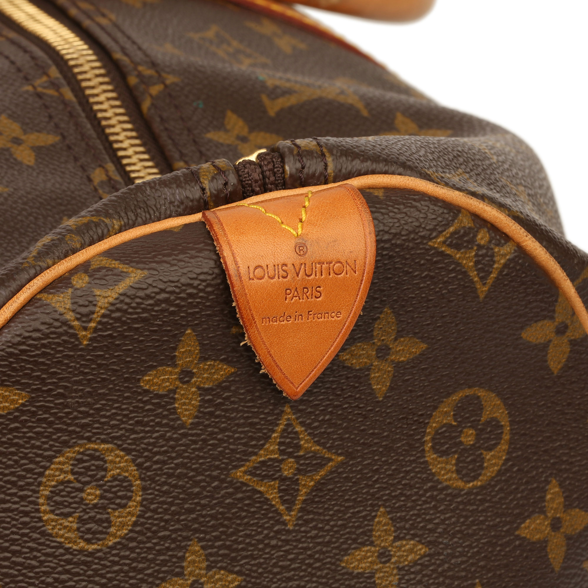 Louis Vuitton Brown Monogram Coated Canvas & Vachetta Leather Vintage Keepall 55 - Image 8 of 14