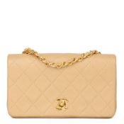 Chanel Beige Quilted Lambskin Vintage Mini Flap Bag