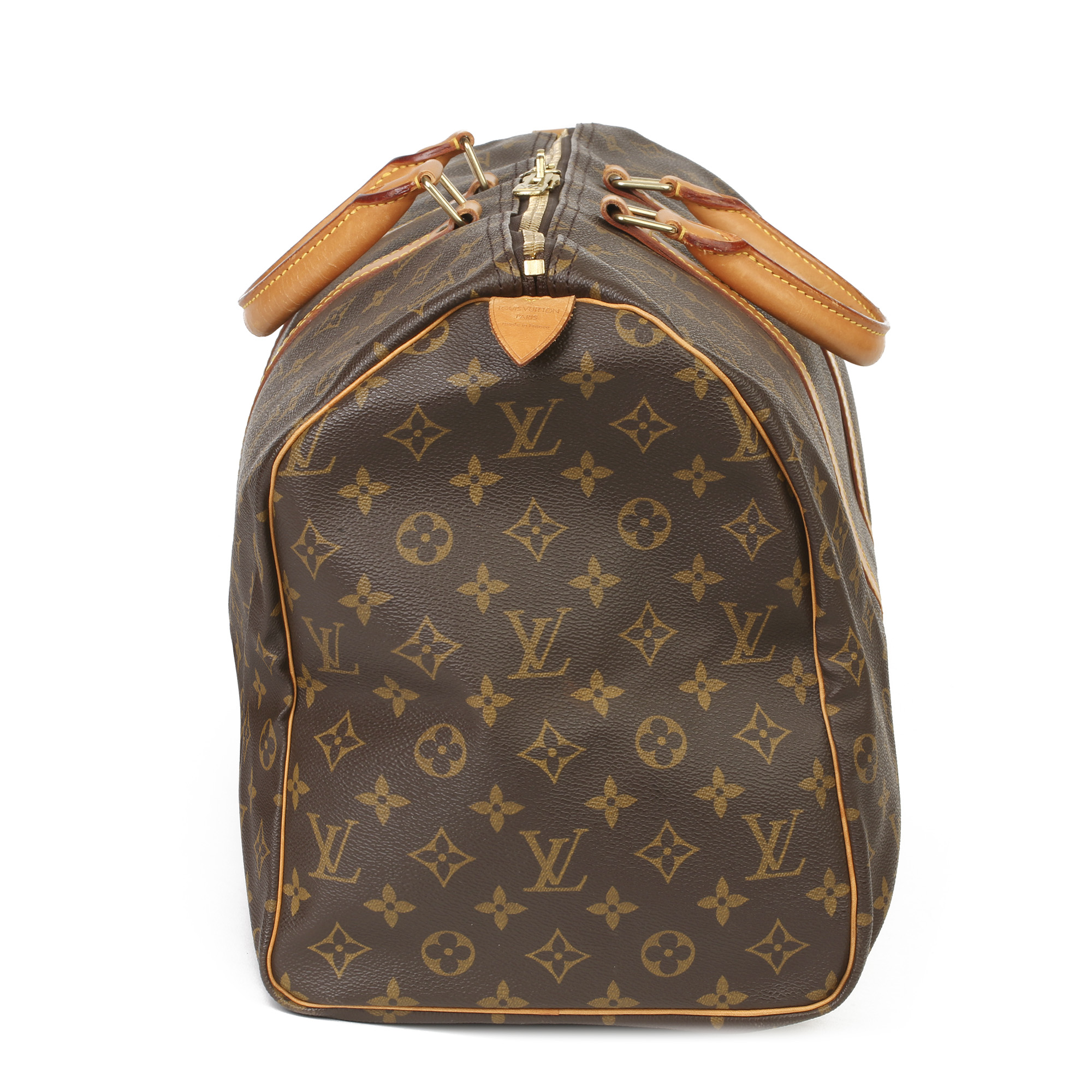 Louis Vuitton Brown Monogram Coated Canvas & Vachetta Leather Vintage Keepall 50 - Image 11 of 11