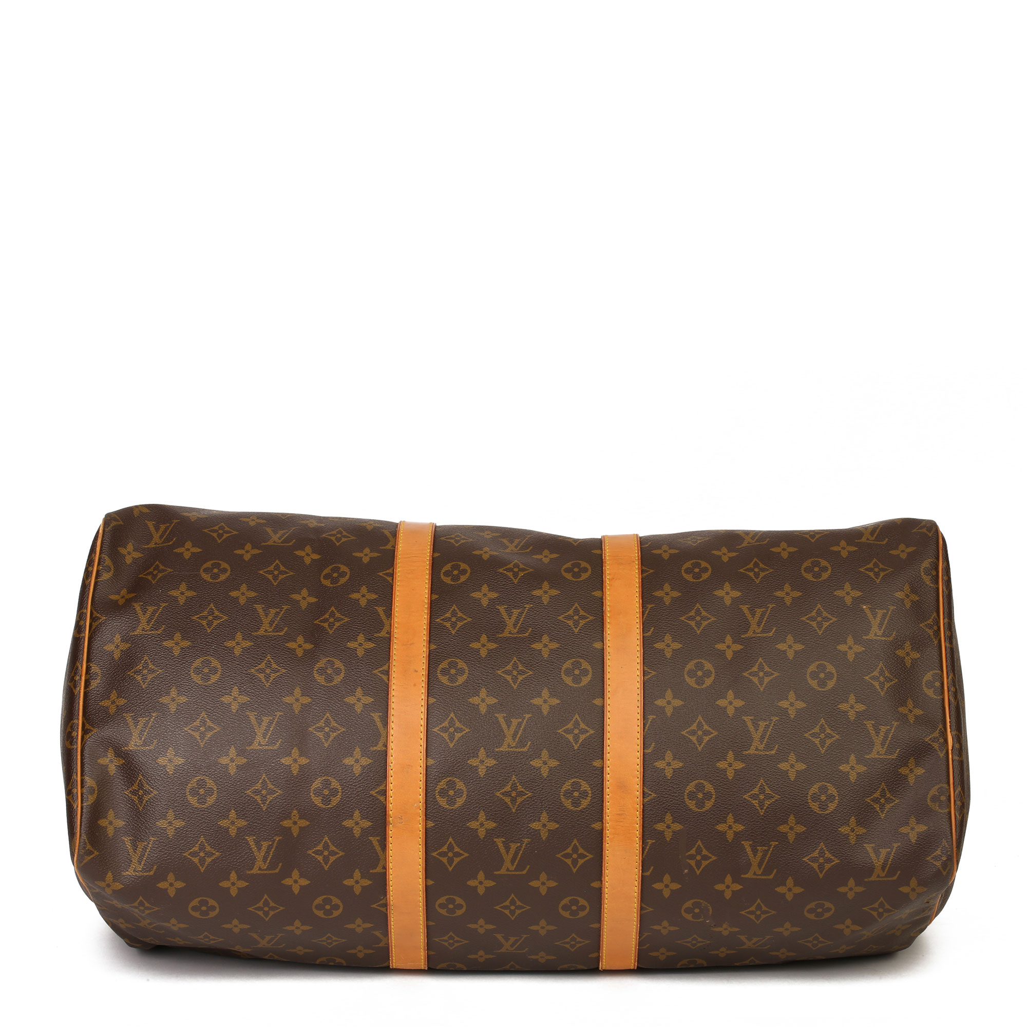 Louis Vuitton Brown Monogram Coated Canvas & Vachetta Leather Vintage Keepall 55 - Image 11 of 14